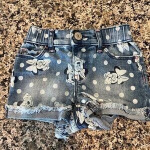 Girls' Denim Polka Dot Minnie Mouse Shorts - 2T